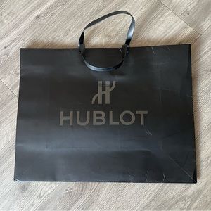 HUBLOT Large Black Paper Shopping Gift Bag 19.25x15x7 inches